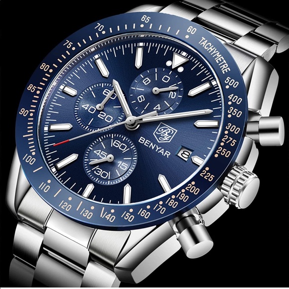 MENS LUXURY STAINLESS STEEL WATCH - Picture 2 of 4